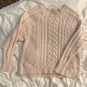 aerie Women’s Light Dusty Pink Cable Knit Long Sleeve Sweater Crewneck Small